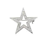 HAICN Broche con forma de estrella, Broche Cierre Clip de diamantes de imitación de cristal, Broche esmaltado, Accesorios de joyería de moda, Joyería de boda para niñas, Metal