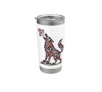 Haida Wolf Howling Indio Americano Nativo América Indígena Vaso térmico de acero inoxidable de doble pared