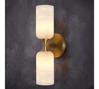 HAIDU Aplique de pared de alabastro natural estilo nórdico, lámpara de pared de 2 luces con casquillo G9, aplique de pared de mármol de 14,1 pulgadas, accesorios de iluminación decorativos para dormi
