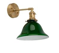 HAIDU Aplique de pared de cristal estilo retro americano, base de latón, bombilla E26, lámpara de pared interior, conexión de cableado fijo, aplique de pared, luminaria decorativa para mesita de noch