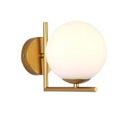 HAIDU Aplique de pared de estilo moderno con pantalla de cristal blanco, lámpara de pared de metal dorado, aplique de pared con conexión de cableado interior, iluminación decorativa para la entrada d