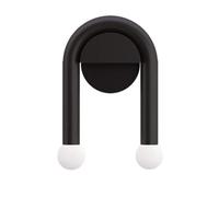 HAIDU Aplique de pared de hierro creativo y sencillo, moderno aplique de pared en forma de U con rosca G4 de doble cabezal, pantalla de vidrio globular, iluminación decorativa para mesita de noche de