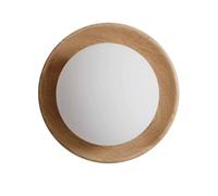 HAIDU Aplique de pared de madera de estilo nórdico, pantalla redonda de vidrio, luz de pared interior de 26 cm, iluminación decorativa de pared para mesita de noche, entrada, sala de estar.