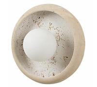 HAIDU Aplique de pared de piedra natural de 7,8 pulgadas, pantalla esférica de vidrio, aplique de travertino amarillo de estilo nórdico, iluminación de pared para comedor, balcón y mesita de noche.