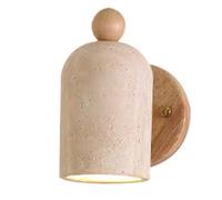 HAIDU Aplique de pared de travertino amarillo con base E26, lámpara de noche estilo wabi sabi, aplique giratorio con cableado, iluminación de pared para comedor, sala de estar y balcón.