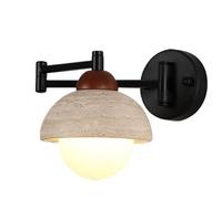 HAIDU Aplique de pared de travertino amarillo con rosca G9, estilo industrial moderno, lámpara de pared creativa de un solo cabezal, iluminación decorativa para comedor, porche y mesita de noche.