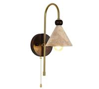 HAIDU Aplique de pared de travertino amarillo de estilo nórdico, lámpara de pared de piedra natural con fuente de luz E26, aplique de pared con interruptor de cremallera, apliques de pared para comed