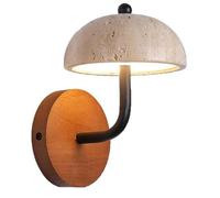 HAIDU Aplique de pared industrial de estilo francés con un solo cabezal, lámpara de pared LED con luz cálida, aplique de pared de madera de travertino amarillo personalizado, mueble de TV con almacen