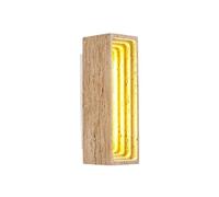 HAIDU Aplique de pared LED de estilo industrial moderno, lámpara de pared rectangular de piedra de 9 pulgadas, lámpara de pared de travertino amarillo natural, luminarias decorativas para mesita de n