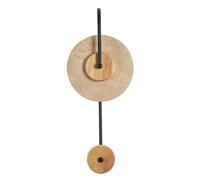 HAIDU Aplique de pared redondo de travertino amarillo, lámpara de pared de piedra natural estilo wabi sabi, aplique de pared interior con cableado, iluminación de pared para dormitorio, sala de estar