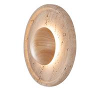 HAIDU Aplique minimalista de travertino amarillo, aplique de madera estilo wabi sabi, lámpara de pared redonda de piedra natural, con cableado, iluminación de pared para comedor, dormitorio y sala de