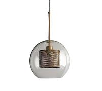 HAIDU Lámpara Colgante de decoración de Cabeza única con Base E27, Accesorios de iluminación de Estilo Moderno Americano, Pantalla de lámpara de araña de Cristal Redonda, lámpara Colgante de Sala de