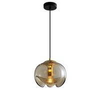 HAIDU Lámpara colgante de un solo cabezal con base de rosca E27, pantalla de vidrio personalizada, lámpara de araña de estilo industrial moderno, iluminación decorativa para dormitorio, comedor y coc