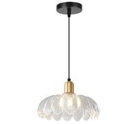 HAIDU Lámpara de araña de estilo industrial moderno, pantalla de cristal con forma de pétalo, lámpara colgante de techo con base E27, iluminación decorativa para sala de estar, comedor y balcón.