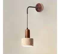HAIDU Lámpara de pared amarilla de travertino con casquillo E26, aplique de pared de piedra natural de 6,3 pulgadas, aplique de pared de estilo industrial moderno, luminaria decorativa para mesita de