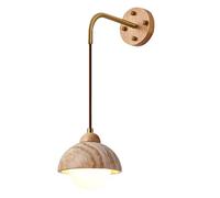 HAIDU Lámpara de pared con pantalla de vidrio y base G9, lámpara de pared de travertino amarillo natural, aplique de pared de piedra de estilo industrial, conexión por cable, iluminación de pared par