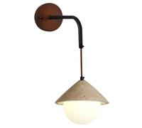 HAIDU Lámpara de pared con pantalla de vidrio y fuente de luz G9, estilo wabi sabi, aplique minimalista de travertino amarillo natural, ideal para comedor, dormitorio y sala de estar.