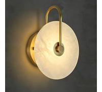 HAIDU Lámpara de pared de alabastro natural de 7,8 pulgadas, aplique de pared minimalista nórdico de mármol, aplique de pared interior LED de luz cálida, luminaria decorativa para mesita de noche, co