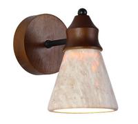 HAIDU Lámpara de pared de estilo industrial de un solo cabezal, apliques de pared personalizados de madera de travertino amarillo, aplique de pared empotrado con base E26, lámparas decorativas para m