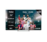 Haier QD MiniLED 4K UHD H75M80FUX - 75", Smart TV, Google TV, Dolby Atmos y Dolby Vision, HDR 10, Google Assistant, Procesador Quad Core, Bluetooth 5.2, DBX TV, HDMI 2.1 x 4, 2+32 GB, Sin Marcos, 2025