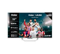 Haier QLED 4K UHD H55Q80FUX - 55", Smart TV, Google TV, Dolby Atmos y Dolby Vision, HDR 10+, Smart Remote Control, Google Assistant, Bluetooth 5.1, DBX TV, HDMI 2.1 x 4, Sin Marcos, 2025