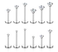 HaiFafafaing 12 piercings de plata para tragus, de acero inoxidable, con parte trasera plana, para hélice, cartílago