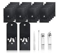 HAIFOTRVA Juego de 30 cortaúñas de dedos a granel, kit de manicura de viaje 4 en 1 de acero inoxidable para adultos, color negro, con estuche, cortaúñas envuelto individualmente, a granel para