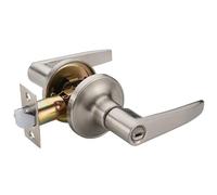 HAIFUAN 1 Pack of Door Lever Handle Lockset, Doob Knob for Use of Bathroom, Nickel Brushed Color, no Key(802-BK)