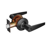 HAIFUAN 1 Pack of Door Lever Handle Lockset, Doob Knob for Use of Entry, Black Color, Come with 3 Keys(802-B)