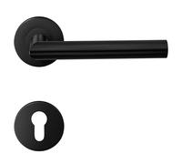 HAIFUAN 1 paquete de manija de palanca de puerta de acero inoxidable escudo de orificio de cilindro, juego de manija de cerradura de puerta, barra de mano de puerta, color negro (S02-103C-B)