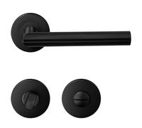 HAIFUAN 1 paquete de manija de palanca de puerta de acero inoxidable perilla de baño, juego de manija de cerradura de puerta, barra de mano de puerta, color negro (S02-103BK-B)