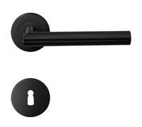 HAIFUAN 1 paquete de manijas de puerta de acero inoxidable escudo de orificio para llave, juego de manijas de cerradura de puerta, barra de mano de puerta, color negro (S02-103K-B)