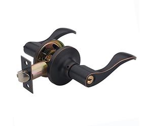 HAIFUAN Cerradura de palanca de manija de puerta principal de entrada de manija de palanca ondulada acabado de níquel satinado (805) (805-K-R-ORB)