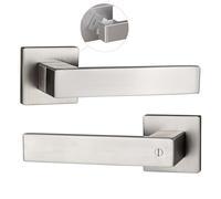 HAIFUAN Diseño especial, manija giratoria con cuello para bloquear y desbloquear, manija de palanca para puerta de dormitorio y baño, manija cuadrada con palanca de puerta embutida (Z04-F103-BK)