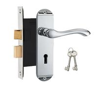 HAIFUAN Juego de cerradura para puerta de dormitorio en cromo pulido, con retroceso de 57 mm (ancho de 76 mm) (Z01-ET-57)