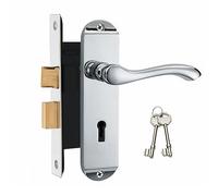 HAIFUAN Juego de cerradura para puerta de dormitorio en cromo pulido (retroceso de 45 mm, ancho de 65 mm) (Z01-ET-45)