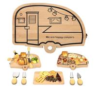 Haigoo Juego de tabla de queso y cuchillos de camping plegables de bambú para charcutería, juego de regalo, tabla de cortar queso única, regalos de cumpleaños para mamá, papá, regalos de inauguración