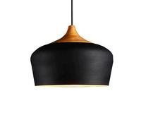 HAIIQU Iluminación Colgante Industrial Grande De 35 Cm Lámpara De Mesa De Comedor con Cable, Lámpara Colgante De Tambor De Madera De Cúpula Escandinava Lámpara De Araña Retro para Comedor con Isla