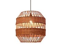 HAIIQU Lámpara Colgante Con Pantalla De Mimbre Tejida A Mano, Lámpara De Techo Con Pantalla De Tambor Lámpara Colgante Creativa Lámpara Colgante Estilo Rústico Para