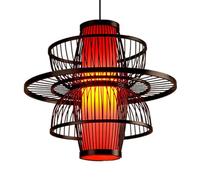 HAIIQU Lámpara Colgante Creativa De Varios Niveles Lámparas Colgantes Cilíndricas De Bambú Tejido Iluminación Rústica Con Cable Ajustable Lámpara De Techo Moderna Para Hogar, Estudio