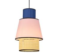 HAIIQU Lámpara Colgante De Mimbre Tejida A Mano Para Decoración Del Hogar Lámpara Colgante De Ratán Con Pantalla Decorativa De Tela De Colores Lámpara De Araña Clásica E26, Lámpara De Techo