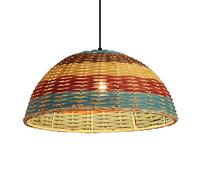 HAIIQU Lámpara Colgante De Ratán De Colores, Lámpara Colgante De Cúpula Tejida De Bambú Lámpara De Techo Empotrada Grande Iluminación Comercial Con Cable Ajustable Para Restaurantes, Cafeterías