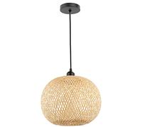 HAIIQU Lámpara Colgante Moderna De Estilo Zen Lámpara Colgante Redonda Con Pantalla De Mimbre Tejida A Mano Pantalla Tejida Para Dormitorio Lámpara Ajustable DIY Para Isla De Cocina
