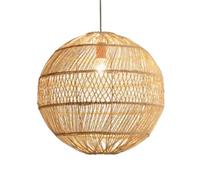 HAIIQU Lámpara Colgante Para Decoración Del Hogar Lámparas De Araña Esféricas De Bambú Natural Lámpara Colgante Estilo Comedor Rústico Lámpara De Techo Moderna Con Cable Blanco