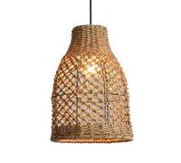 HAIIQU Lámpara Colgante para Dormitorio Lámpara Colgante Retro De Mimbre con Pantalla De Ratán Lámpara De Barra Industrial Lámpara Colgante De Techo De Mediados De Siglo para Decoración