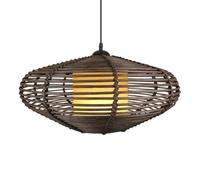HAIIQU Lámpara Colgante Vintage Marrón Lámpara Colgante De Barra De Mediados De Siglo Lámpara De Araña Industrial Estilo Sudeste Asiático Lámpara De Techo con Pantalla De Ratán