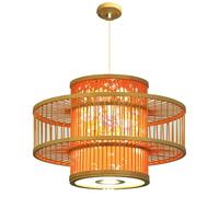 HAIIQU Lámpara De Araña Rústica Grande Con Estampado Lámpara Colgante Creativa Con Bombilla E26 Incluida Pantalla De Lámpara De Techo De Bambú Lámpara De Araña Estilo Farolillo Chino