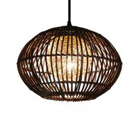 HAIIQU Lámparas De Araña De Ratán Estilo Rústico, Lámpara Colgante Redonda Tejida De 40 Cm, Pantalla De Lámpara De Techo Marrón Americana, Lámpara Colgante Empotrada Rústica Para Comedor