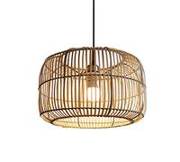 HAIIQU Luces Colgantes De Techo De Bambú Natural De 15.7" Lámpara Colgante Retro De La Época Medieval Pantalla De Lámpara Led Rústica Para Dormitorio Araña De Canasta De Ratán Para Casa De Campo