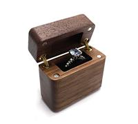Haiki Pantalla Anillo Caja Anillo Madera para Estuche Soportador Anillo Madera Nogal Negro para Cojín Terciopelo para Anillo Participación Propuesta S